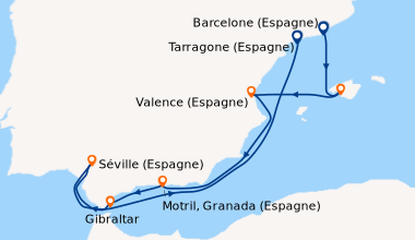 Itinéraire de la croisière Barcelone (Espagne), Palma de Majorque (Baléa...