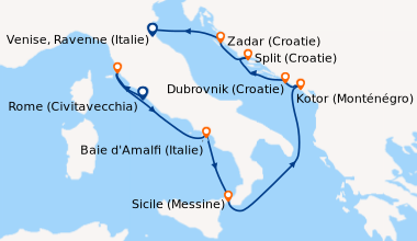 Itinéraire de la croisière Rome (Civitavecchia), Livourne (Florence, Pis...