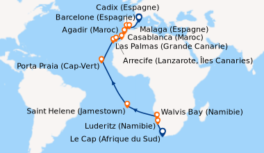 Itinéraire de la croisière Le Cap (Afrique du Sud), En mer, Luderitz (Na...