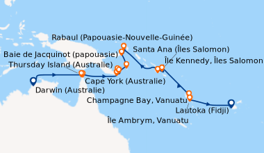 Itinéraire de la croisière Darwin (Australie), En mer, En mer, Cape York...