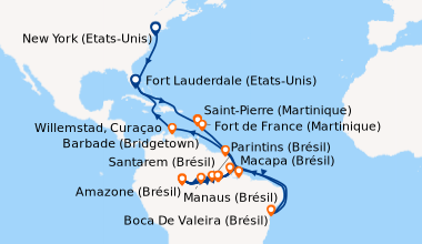 Itinéraire de la croisière New York (Etats-Unis), En mer, En mer, Fort L...
