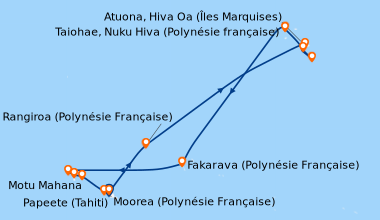 Carte de l'itinéraire de la croisière