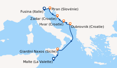 Itinéraire de la croisière Fusina (Italie), Piran (Slovénie), Zadar (Cro...