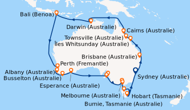 Carte de l'itinéraire de la croisière