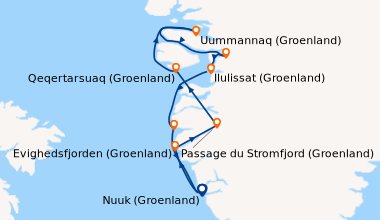 Itinéraire de la croisière Nuuk (Groenland), Evighedsfjorden (Groenland)...