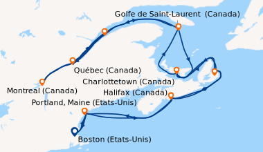 Itinéraire de la croisière Boston (Etats-Unis), Portland, Maine (Etats-U...