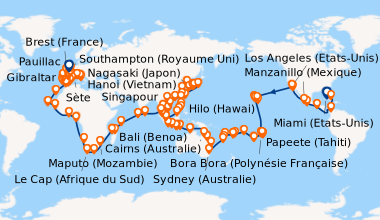 Itinéraire de la croisière Miami (Etats-Unis), En mer, George Town (Baha...