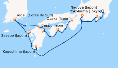 Itinéraire de la croisière Yokohama (Tokyo), Yokohama (Tokyo), Shimizu/M...