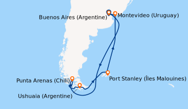 Itinéraire de la croisière Buenos Aires (Argentine), En mer, En mer, En ...