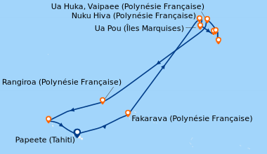 Itinéraire de la croisière Festival des Marquises