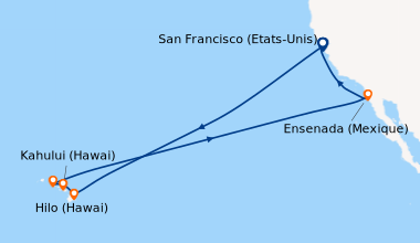Itinéraire de la croisière San Francisco (Etats-Unis), En mer, En mer, E...