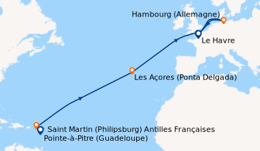 Itinéraire de la croisière Aventure Atlantique