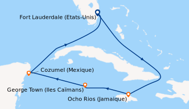 Itinéraire de la croisière Fort Lauderdale (Etats-Unis), En mer, Costa M...