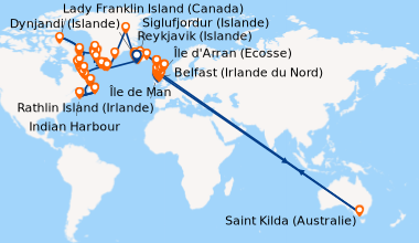 Itinéraire de la croisière Belfast (Irlande du Nord), Île de Man, Île de...