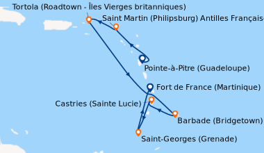 Itinéraire de la croisière Le meilleur des Antilles