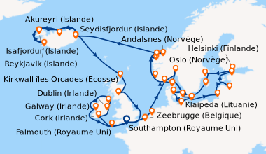 Carte de l'itinéraire de la croisière