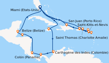 Itinéraire de la croisière Miami (Etats-Unis), En mer, En mer, Saint Tho...