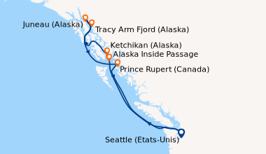 Itinéraire de la croisière Seattle (Etats-Unis), Ketchikan (Alaska), Jun...
