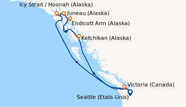 Itinéraire de la croisière Seattle (Etats-Unis), En mer, Ketchikan (Alas...