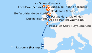 Itinéraire de la croisière Lisbonne (Portugal), En mer, En mer, Tresco I...