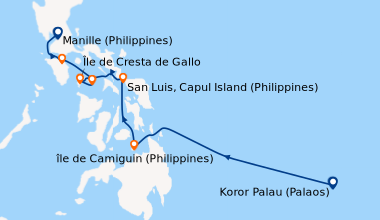 Itinéraire de la croisière Entre îles sauvages et horizons philippins