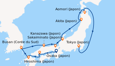 Itinéraire de la croisière Osaka (Japon), Osaka (Japon), Hiroshima (Japo...