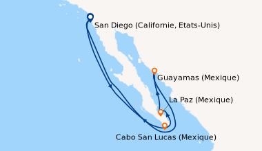 Itinéraire de la croisière San Diego (Californie, Etats-Unis), En mer, C...