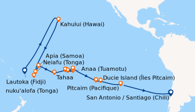 Itinéraire de la croisière Lautoka (Fidji), Kahului (Hawai), En mer, Nei...