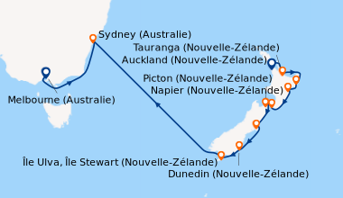 Itinéraire de la croisière Auckland (Nouvelle-Zélande), Tauranga (Nouvel...