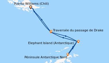 Itinéraire de la croisière Puerto Williams (Chili), Traversée du passage...