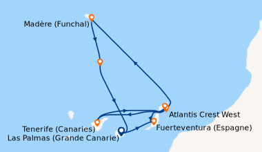 Itinéraire de la croisière Canaries, Espagne, Madère