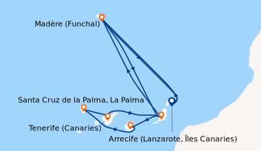 Itinéraire de la croisière Arrecife (Lanzarote, Îles Canaries), Madère (...