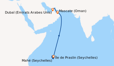 Itinéraire de la croisière Mahé (Seychelles), Mahé (Seychelles), Île de ...