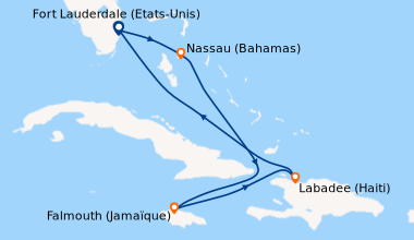 Itinéraire de la croisière Fort Lauderdale (Etats-Unis), CocoCay (Bahama...