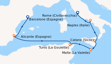Itinéraire de la croisière Barcelone (Espagne), Palma de Majorque (Baléa...