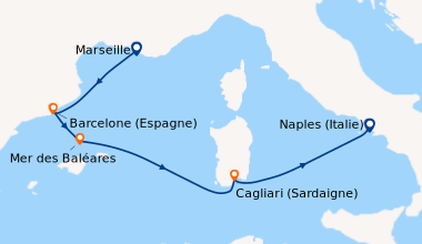 Itinéraire de la croisière France, Espagne, Italie