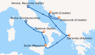 Itinéraire de la croisière Venise, Ravenne (Italie), Trieste (Italie), S...