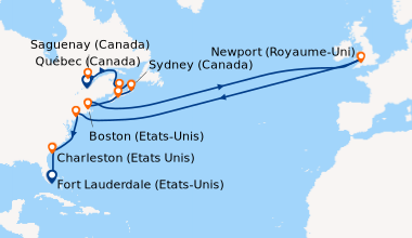 Itinéraire de la croisière Québec (Canada), Saguenay (Canada), En mer, C...
