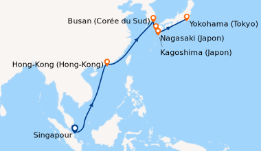 Carte de l'itinéraire de la croisière