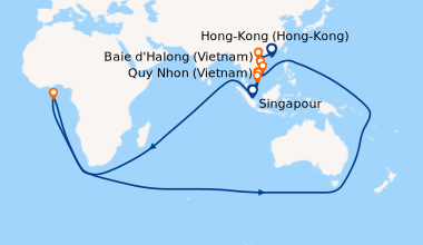 Itinéraire de la croisière Rivages vietnamiens