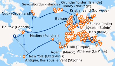 Itinéraire de la croisière New York (Etats-Unis), En mer, Halifax (Canad...