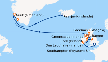 Itinéraire de la croisière Reykjavik (Islande), En mer, En mer, Nuuk (Gr...