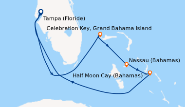 Itinéraire de la croisière Tampa (Floride), En mer, Nassau (Bahamas), Pr...