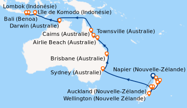 Itinéraire de la croisière Auckland (Nouvelle-Zélande), Tauranga (Nouvel...