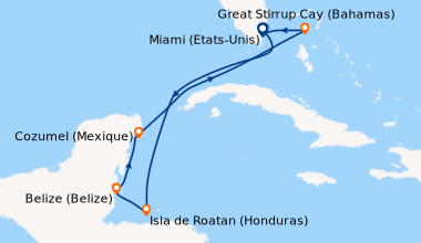 Itinéraire de la croisière Miami (Etats-Unis), En mer, Isla de Roatan (H...