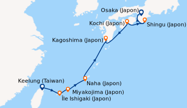 Itinéraire de la croisière Odyssée au cœur des îles subtropicales du Japon