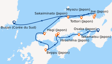 Itinéraire de la croisière Traditions ancestrales et sanctuaires légendaires nippons
