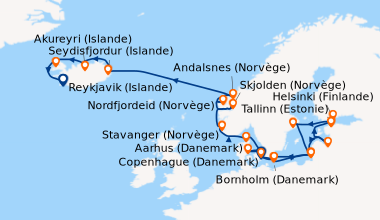 Itinéraire de la croisière Copenhague (Danemark), Aarhus (Danemark), Bor...