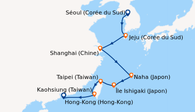 Itinéraire de la croisière Séoul (Corée du Sud), En mer, Jeju (Corée du ...