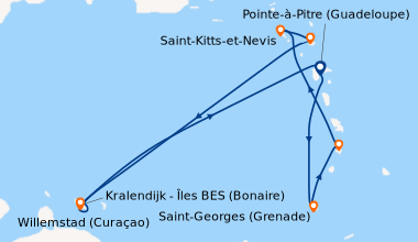 Itinéraire de la croisière Traditions des Caraïbes
